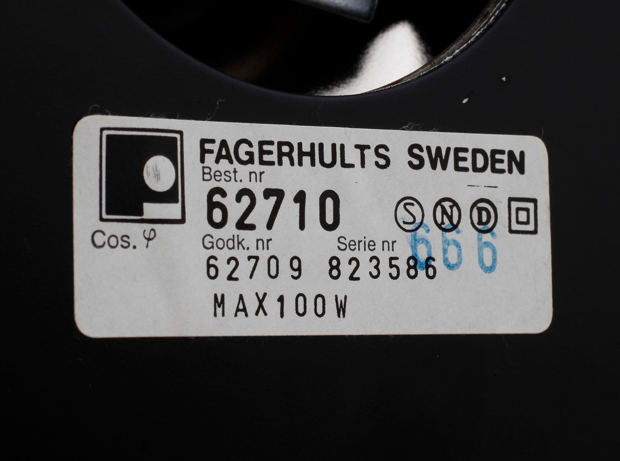 BORDSLAMPA, mässing, AB Fagerhults, nr 62710, 1900-talets andra hälft.