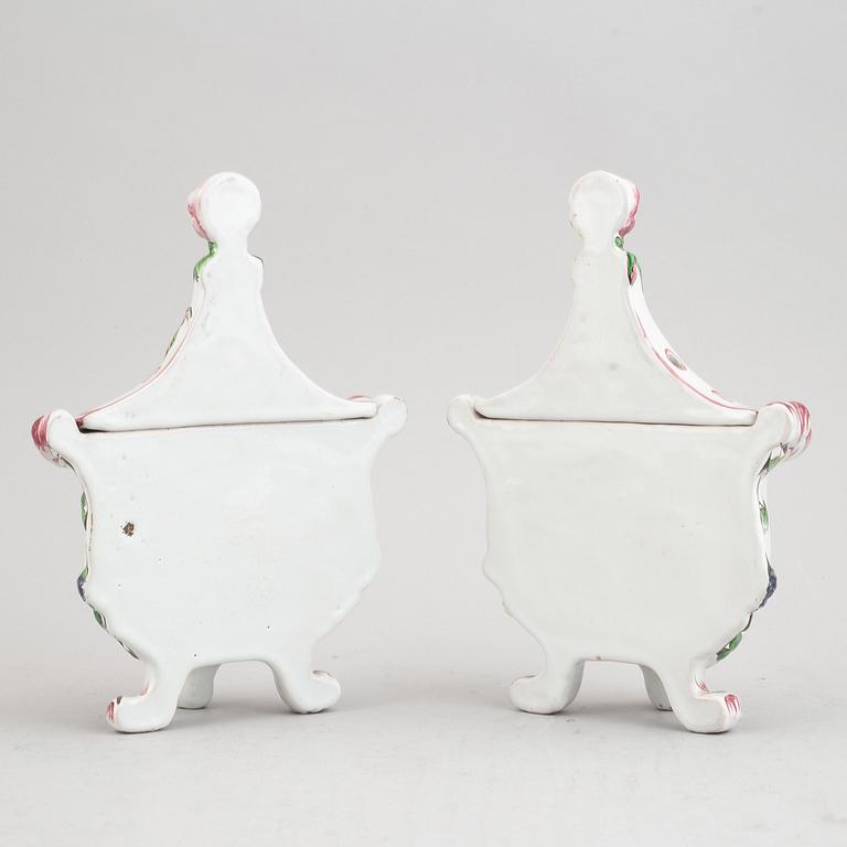 A pair of faiance vases, 20th Century.