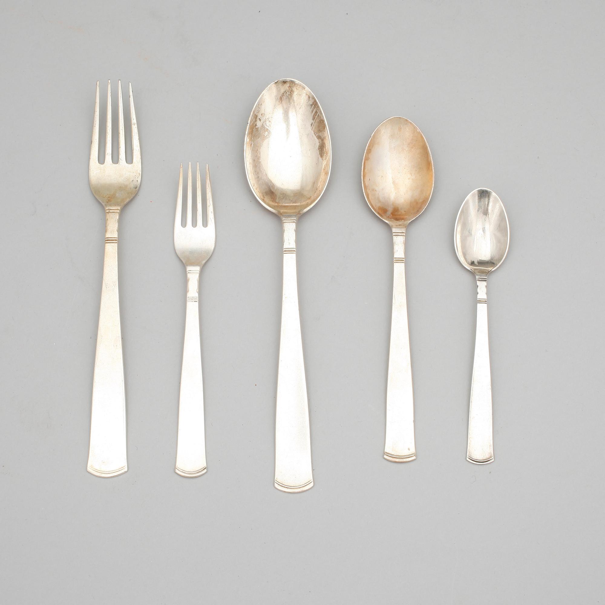 BESTICKSERVIS, 91 delar, silver, "Rosenholm", GAB, Stockholm, 1900-tal. Total vikt ca 2025 gram.