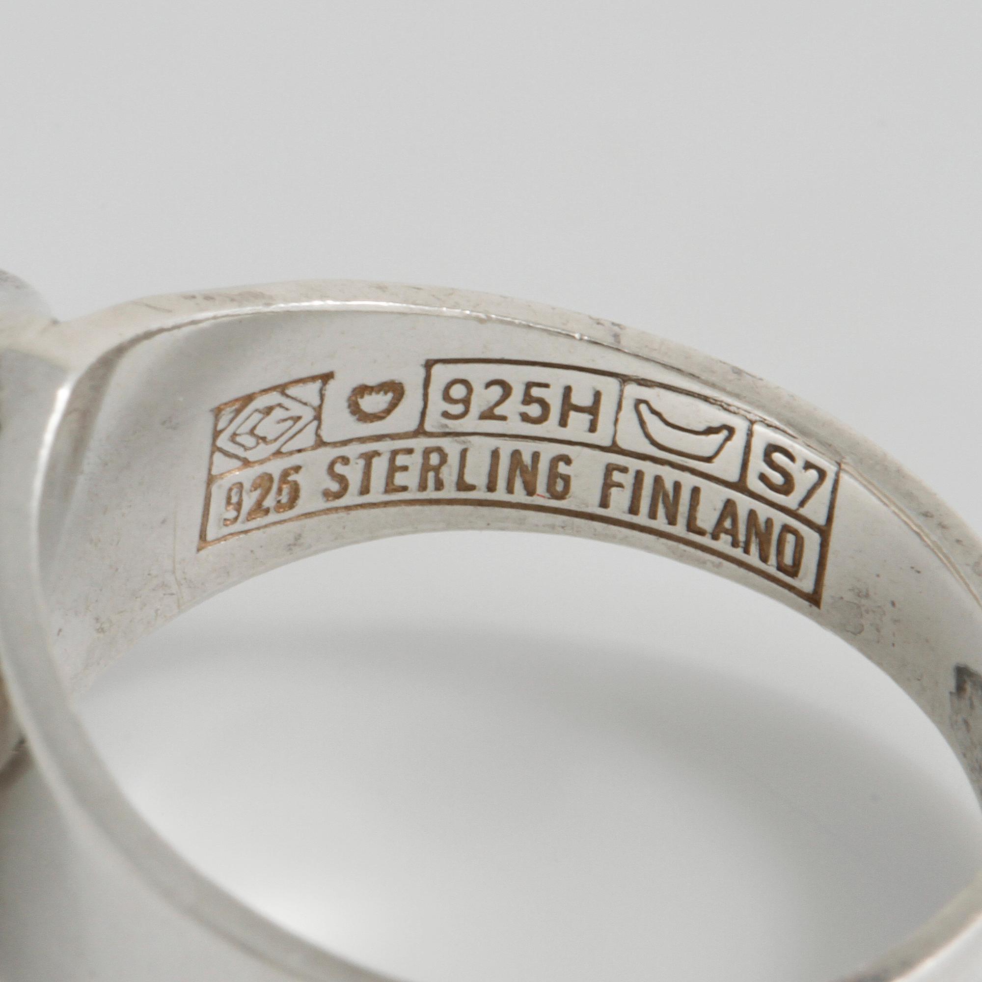 ERIK GRANIT, Helsingfors, 1971, ring med fasettslipad rökkvarts.