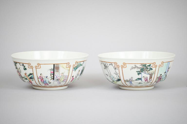 A pair of famille rose bowls, Republic.