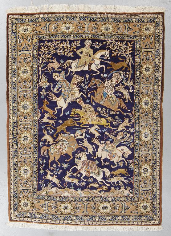 Matto, Old Qum, part silk, ca 207 x 140 cm.