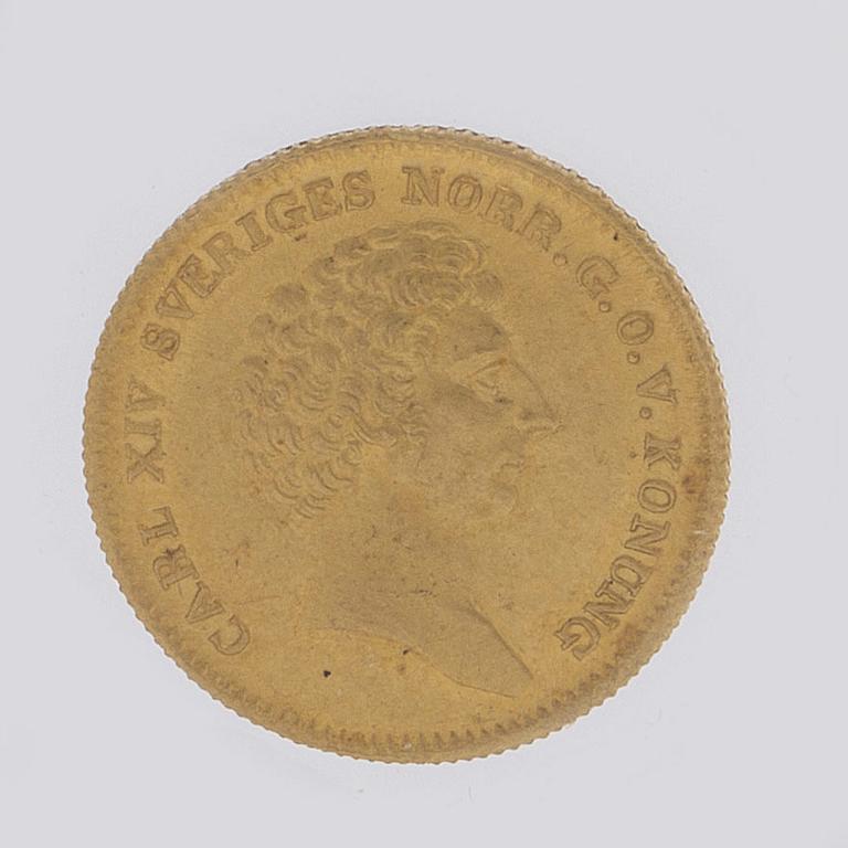 A gold 1 ducat coin Karl XIV Johan of Sweden, 1835.