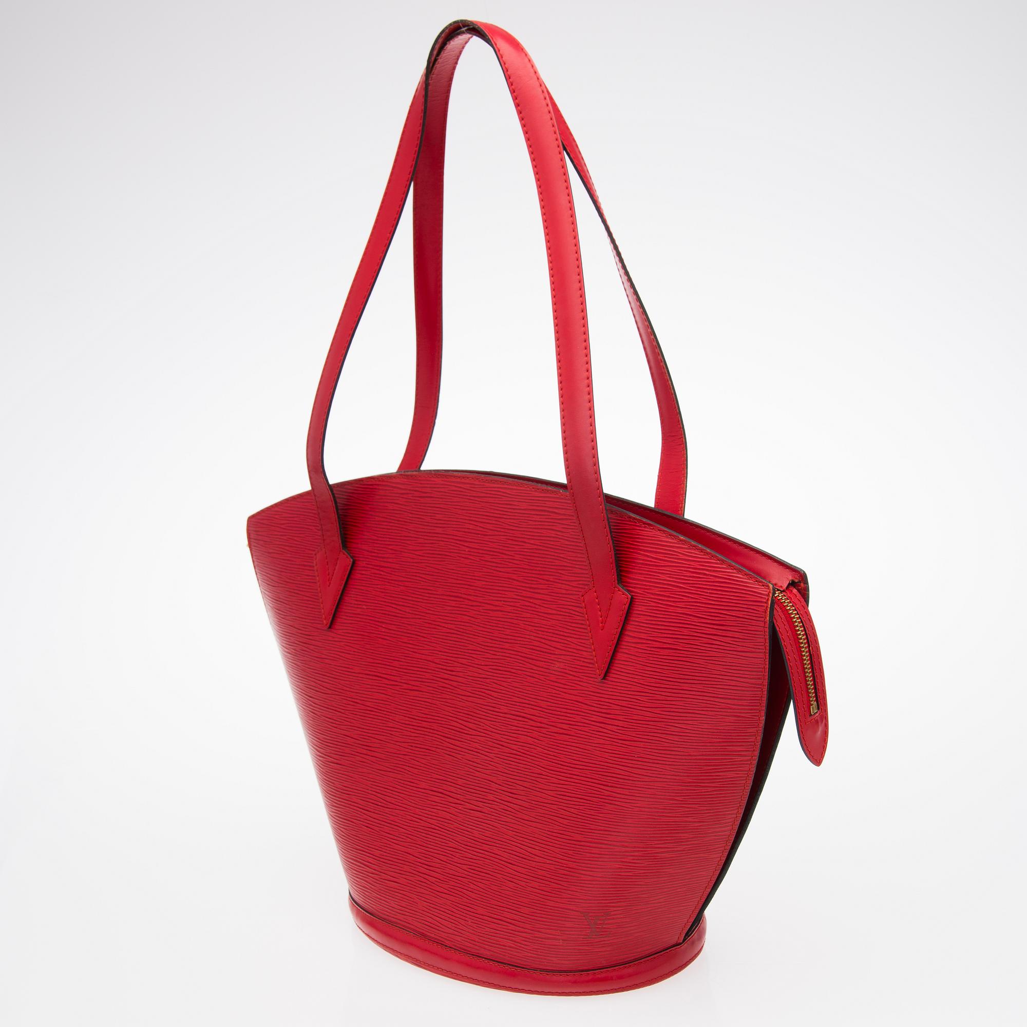 RED EPI LEATHER SAINT JACQUES GM TOTE BAG.