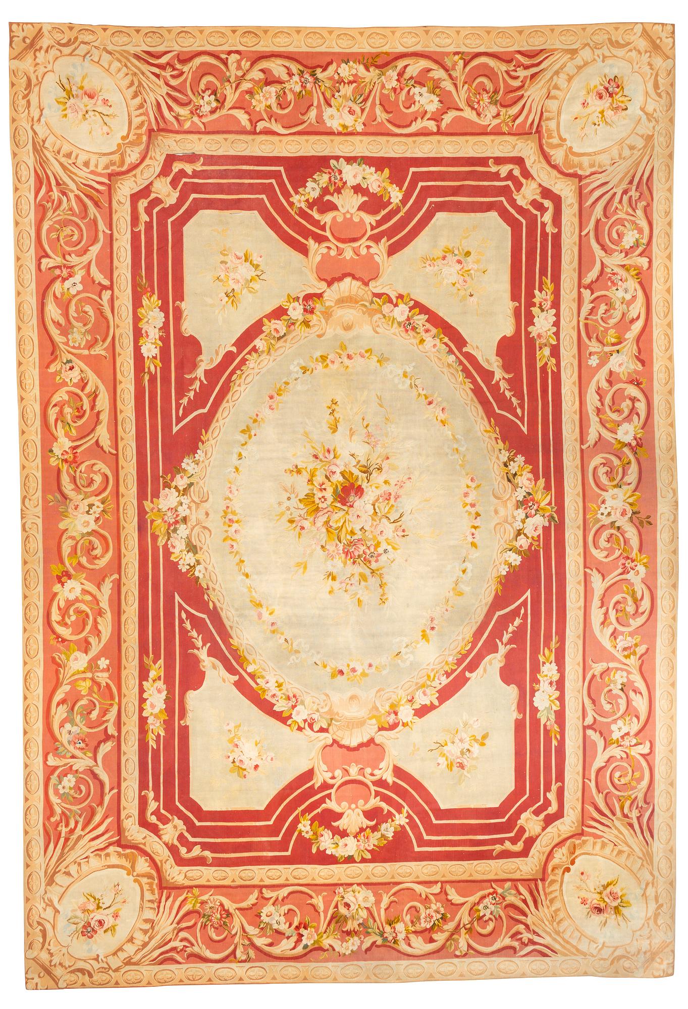 A carpet, tapestry weave, ca 625 x 431,5 cm, Aubusson the middle of the 19th century - around 1900, France.