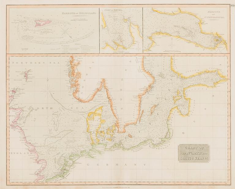 Map, Chart of the North and Baltic Seas, John Thomson, 1816. Edinburgh.