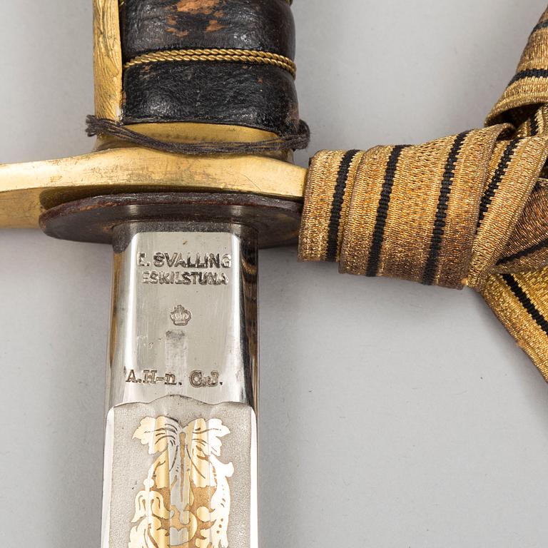 A Swedish infantry officer's sabre with scabbard.