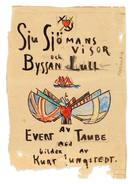 Kurt Jungstedt, "Sju sjömansvisor och Byssal lull av Evert Taube med bilder av Kurt Jungstedt".