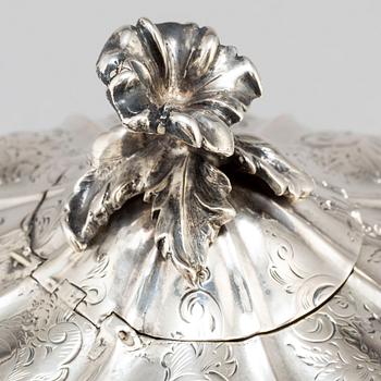 A Swedish 19th century silver tea pot, mark of Christian Hammer, Stockholm 1849.