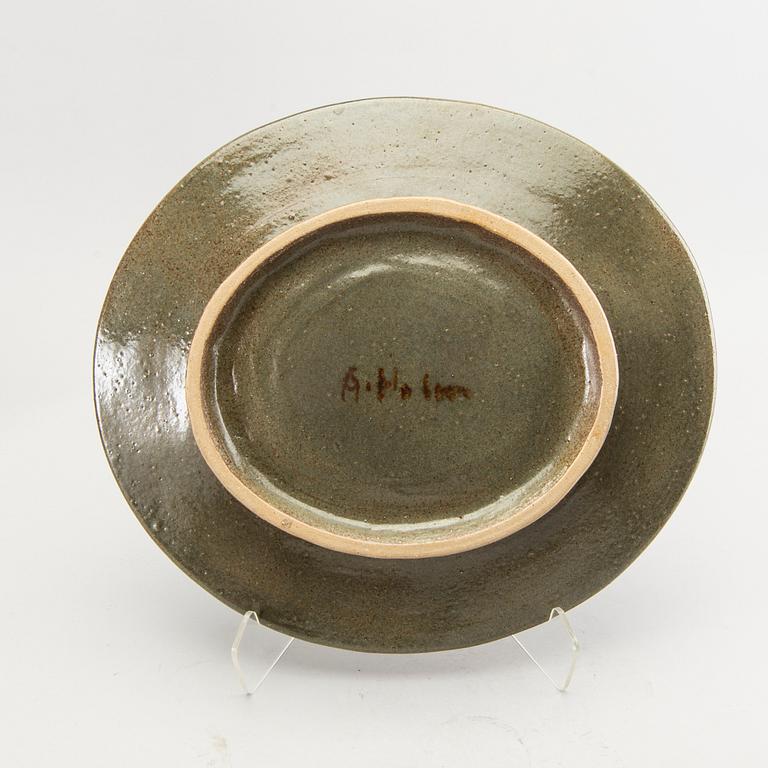 Two signed stonewear plates by Åke Holm.