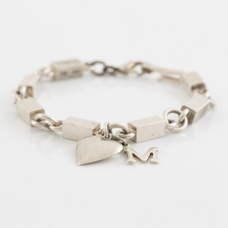 Wiwen Nilsson, armlänk, ring och stavkedja, silver.