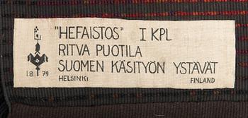 RITVA PUOTILA, Finnish ryijy rug for the Friends of Finnish Handicraft. Circa 188x125 cm.