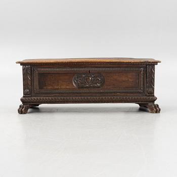 A renaissance style cassone, 19th century with older parts.