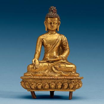 A gilt bronze Buddha, Qing dynasty (1644-1912).