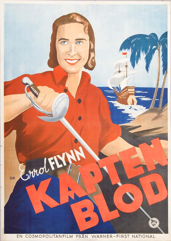 FILMAFFISCH, litografiskt tryck, "Kapten Blod", 1936.