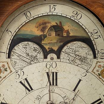 An oak longcase clock, 19th Century.