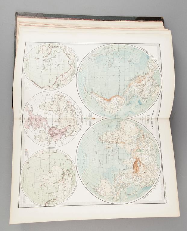 ATLAS, Stielers Handatlas (efter Adolf Stieler, 1775–1836). 95 kartor, tryckt 1881.