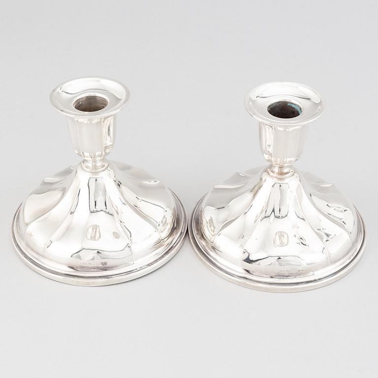 A pair of Norwegian silver candle sticks, mid 20th century.