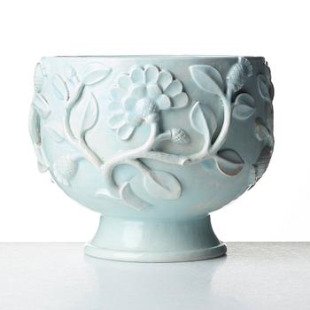 Wilhelm Kåge, a celadon-glazed faience flower urn, Gustavsberg 1925, this model was shown at The Paris exhibition 1925.