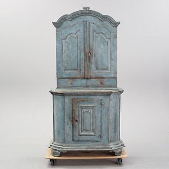 A painted pine Baroque cabinet, 18th Century.