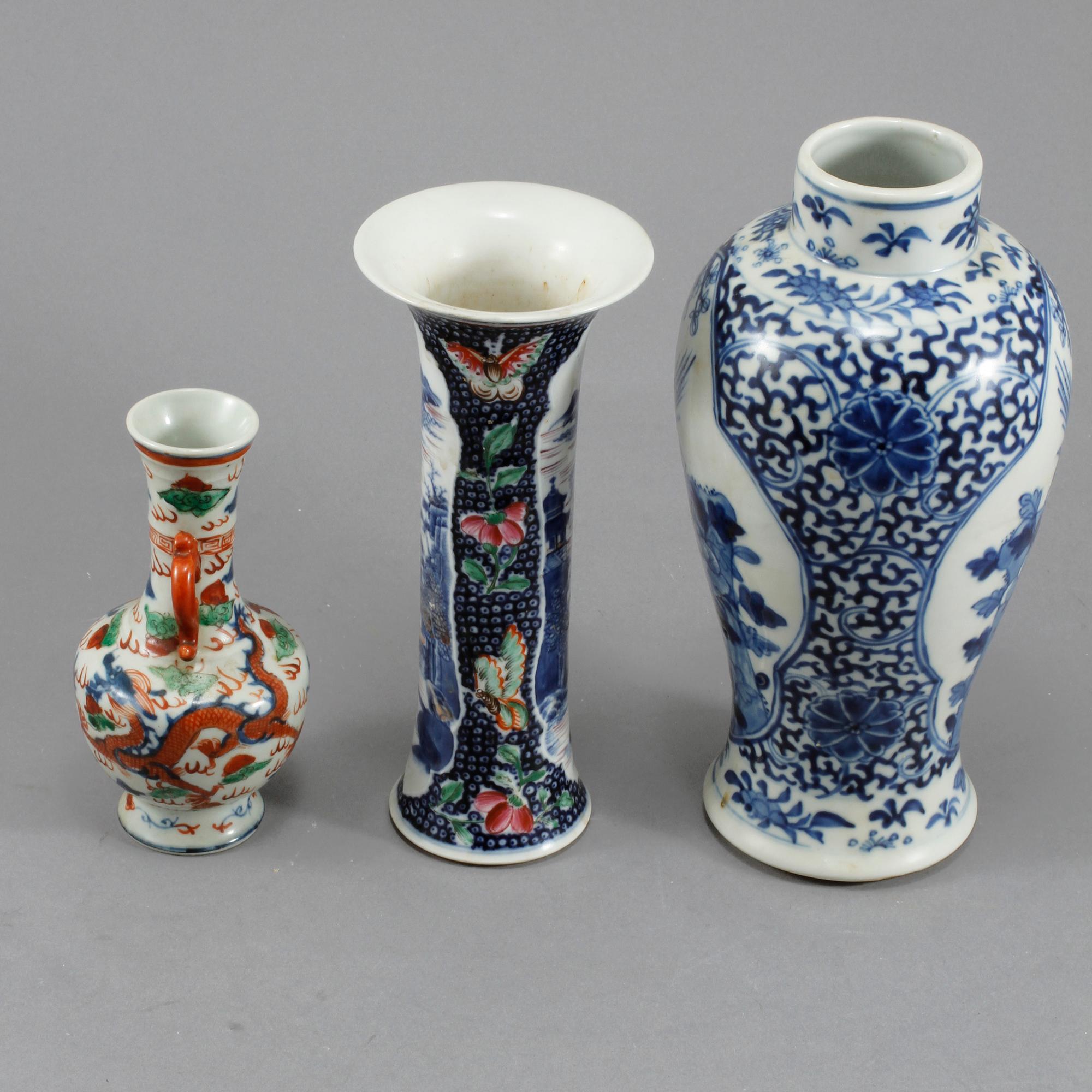 VASER, 3 st, porslin, Kina, 1800/1900-tal.