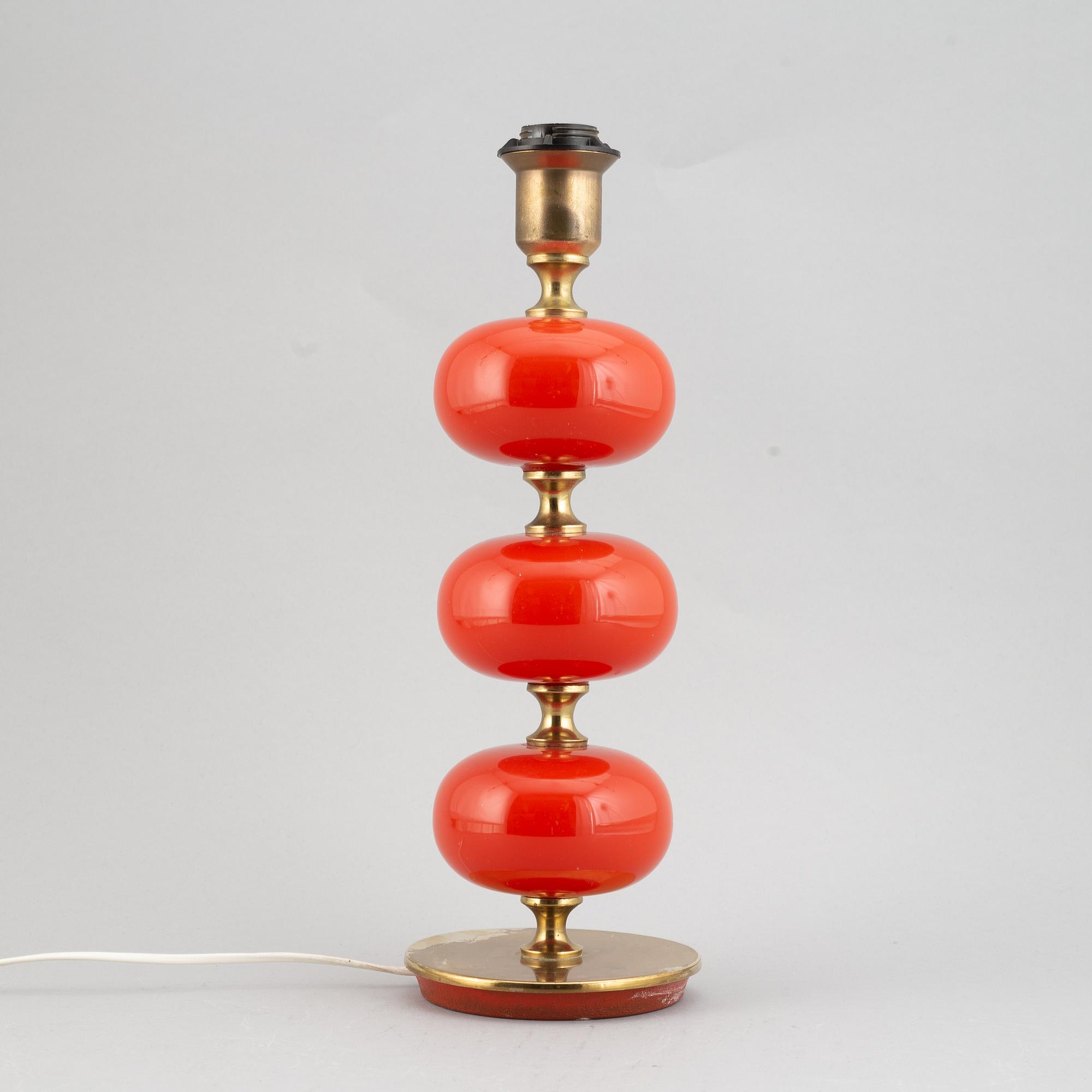 A brass and glass table lamp from AB. Stilarmatur, Tranås, Sweden, 1970s.