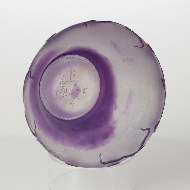 A Karl Lindeberg Art Nouveau cameo glass vase, Kosta.