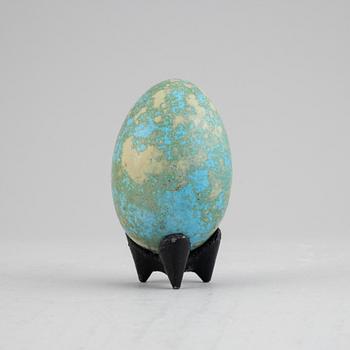Hans Hedberg, a signed faiance egg with stand, Biot, France.