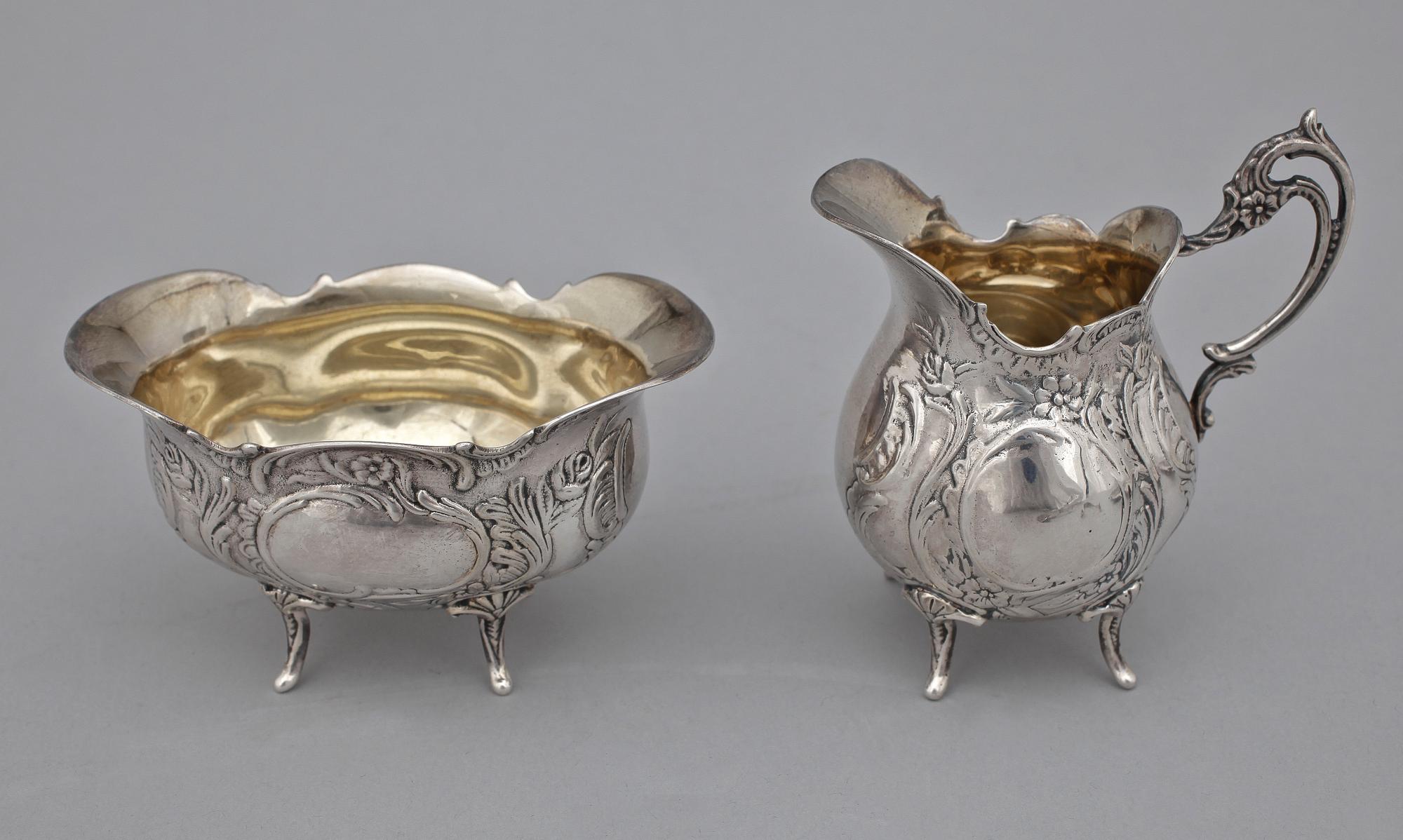 MOCCASERVISDELAR, 10 delar, silver, bla Ceson, Göteborg, 1964. Tot vikt 379 g.