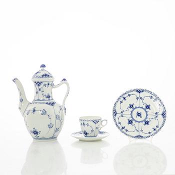 Royal Copenhagen, a 27-piece porcelain 'Blue fluted' half lace coffee service, Denmark, 1963-73.