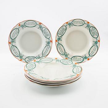 Gröttallrikar Gustavsberg 6 pcs circa 1900 porcelain.