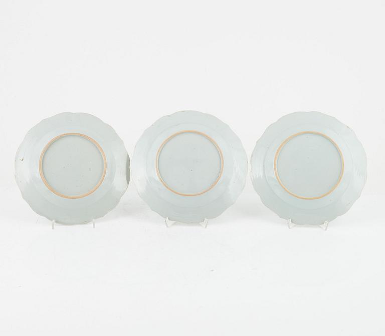 Tallrikar, 9 st, porslin, Kina, Qianlong 1736-95.