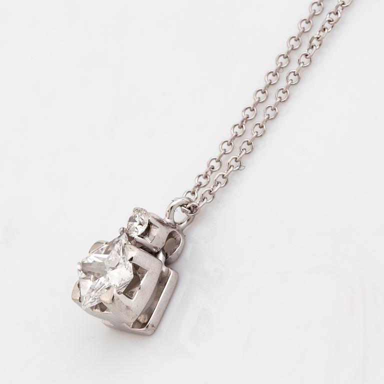 Princess and brilliant cut diamond necklace.