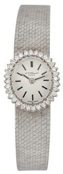 832. CHOPARD, manuell, vitguld med briljantslipade diamanter, tot. ca 0.60 ct, ca 1970-80-tal.