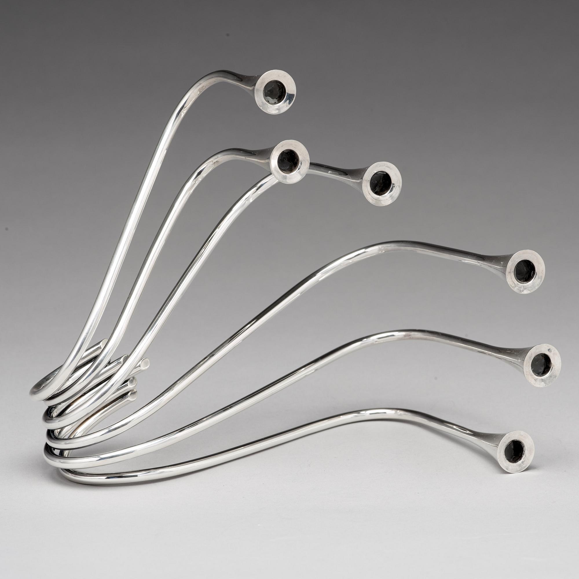 Ibi Trier Mørch, kandelaber "Bølgeslag", för Firma A. Michelsen, Danmark 1951, sterling.