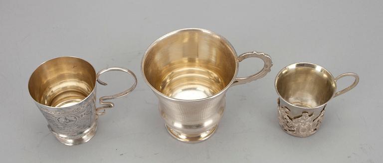 KOPPAR, 3 st, silver, Ryssland. Vikt tot. ca 210 g.