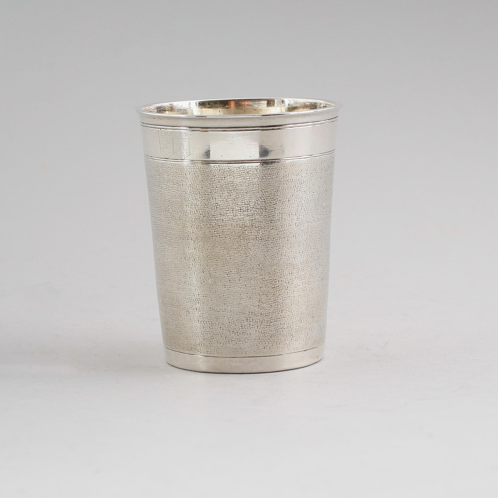 A German 17th century parcel-gilt beaker, marks of Johan Seutter, Augsburg 1670-1680.