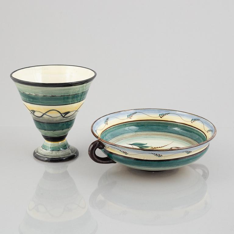 Ilse Claesson, a bowl and vase, Rörstrand, 1920's/30's.