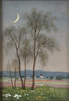 566. OSKAR BERGMAN, akvarell. Sign.