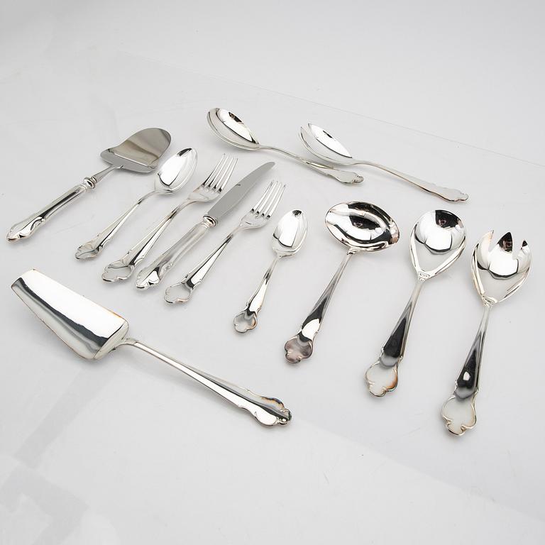 A Swedish 20th century set of 42 pcs of silver cutlery mark of Gensen Eskilstuna 1999 total weight 2572 grams.