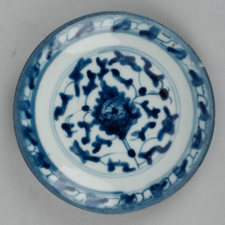 TALLRIKAR, 6 st, porslin, Kina, bla trol. Ming resp 1800-tal.