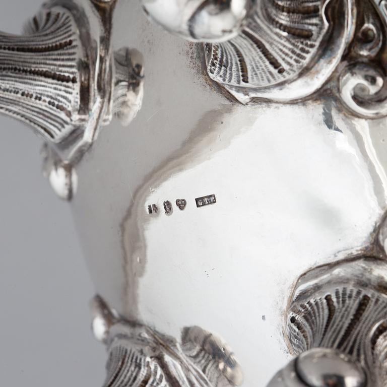 A Swedish rokoko-style silver coffee-pot, mark of Gustaf Theodor Folcker, Stockholm 1848.