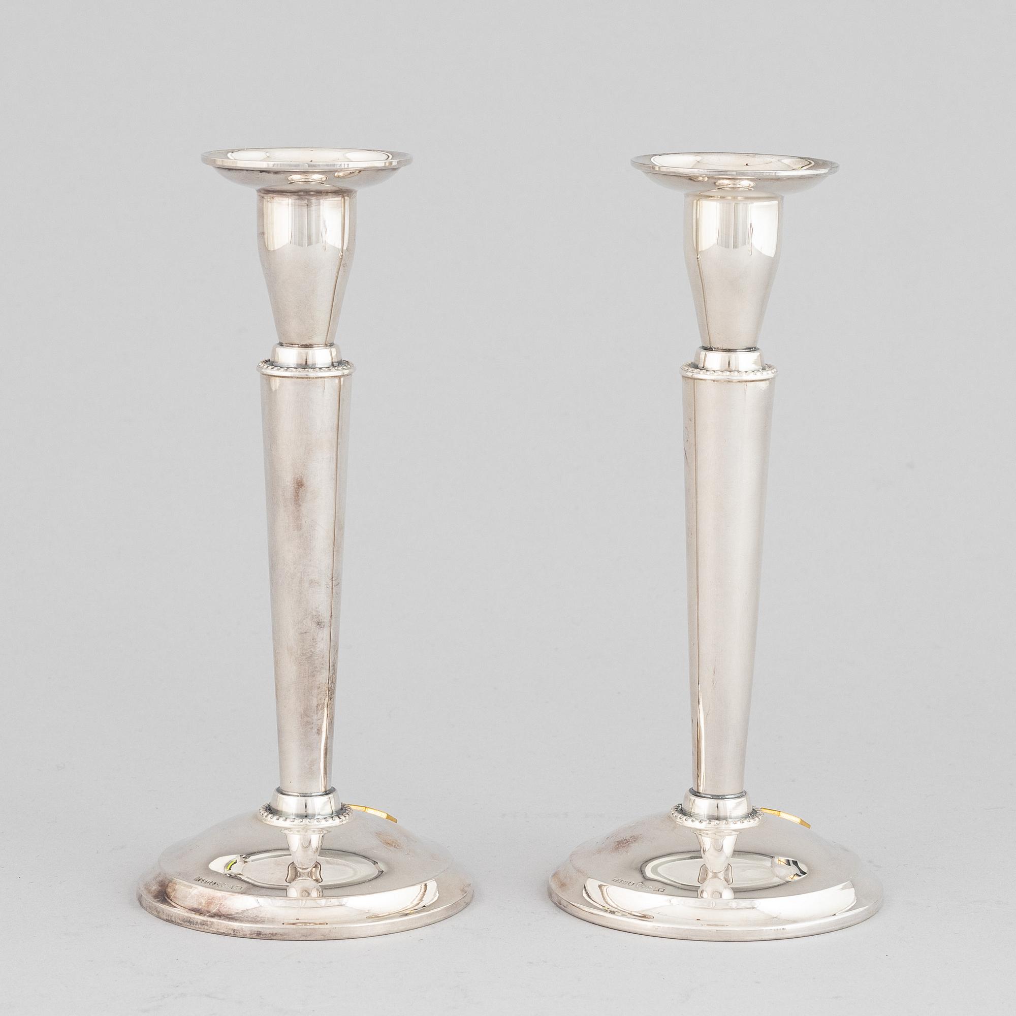 Ljusstakar, 2 par, silver, GAB, Stockholm 1965 resp Tesi, Göteborg 1974.