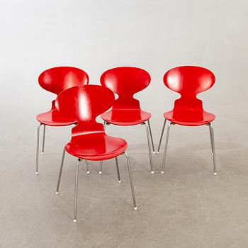 Arne Jacobsen, a set of four Myran chairs for Fritz Hansen later part of the 20th century.