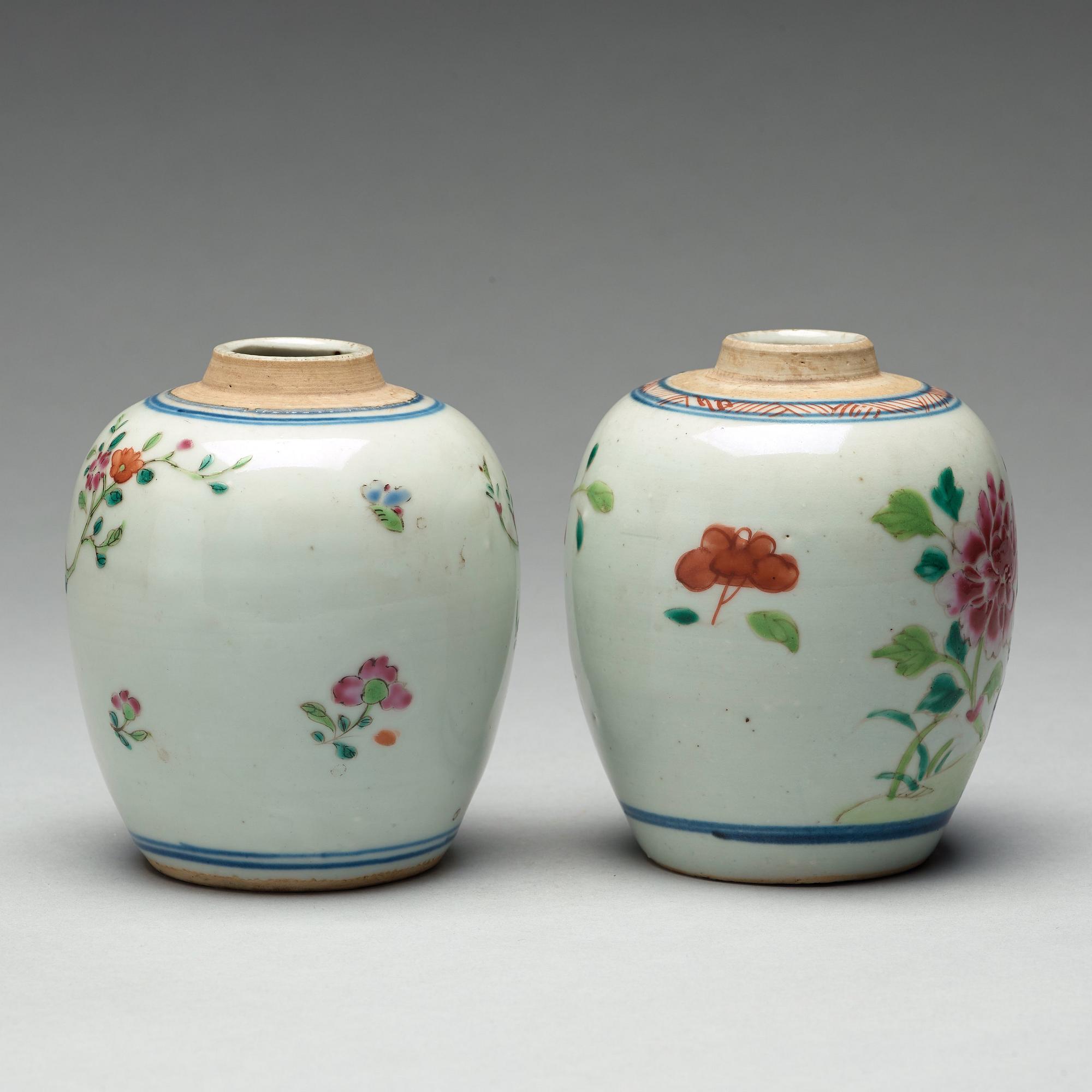 Two famille rose caddies, Qing dynasty, 18th century.