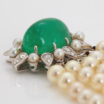 A five strand cultured pearl bracelet.