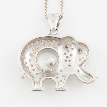 Necklace in the form of an elephant, 18K white gold with brilliant-cut and small octagonal-cut diamonds.