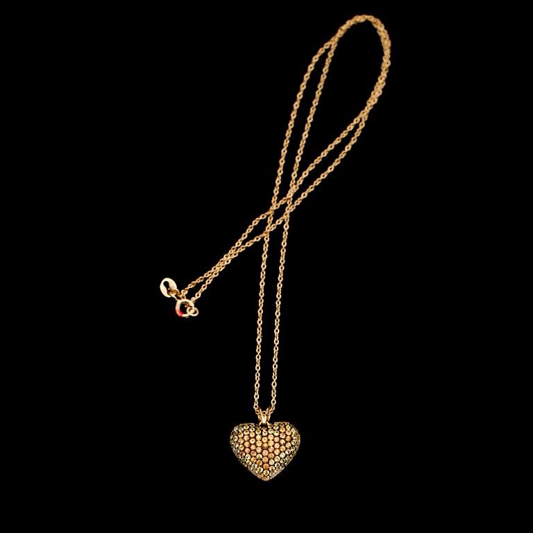 HÄNGE MED KEDJA, 18K guld, diamanter tot ca 0.10 ct, gula safirer tot ca tot ca 1.45 ct.