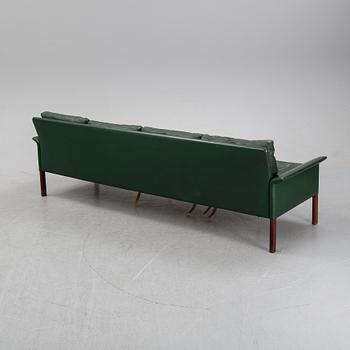 Hans Olsen, a green leather sofa, Denmark, 1960's.