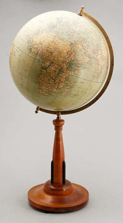 JORDGLOB, Dr. Krauses Handels- och Samfärdsglob, Leipzig, 1900-talets första hälft.